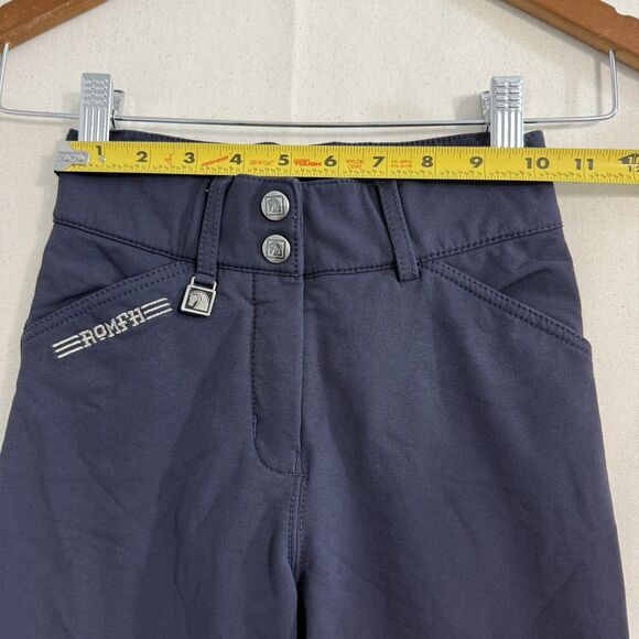 Romfh Breeches Pants Youth Girls 10 Navy Blue Suede Knee Patch Equestrian Riding - Picture 6 of 9